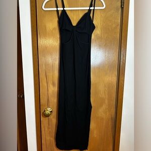 Black, long, cutout, body con, women’s Bebe dress